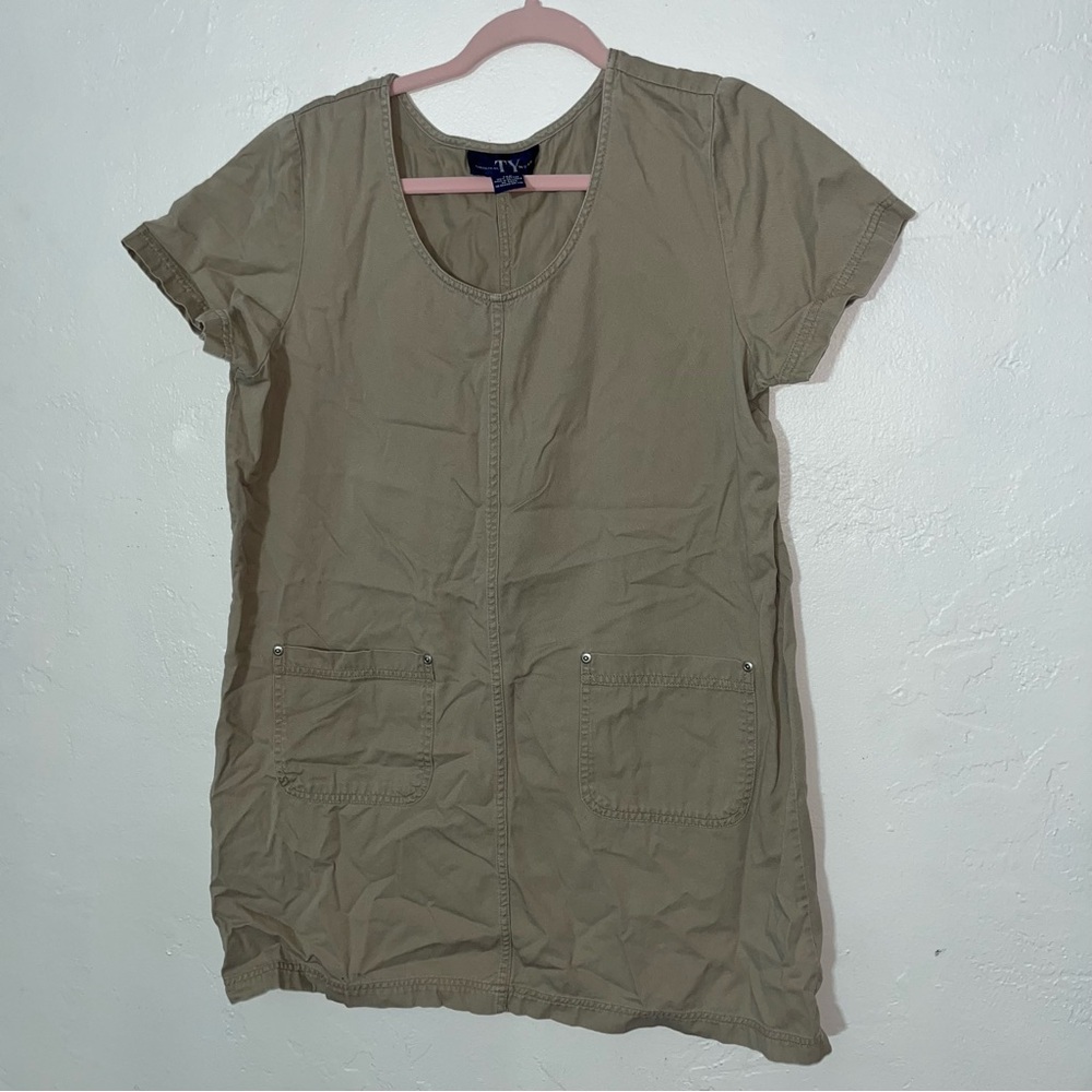 Vintage Front Pocket Boxy Mini Dress Original TY Wear Womens 14 Petite EUC